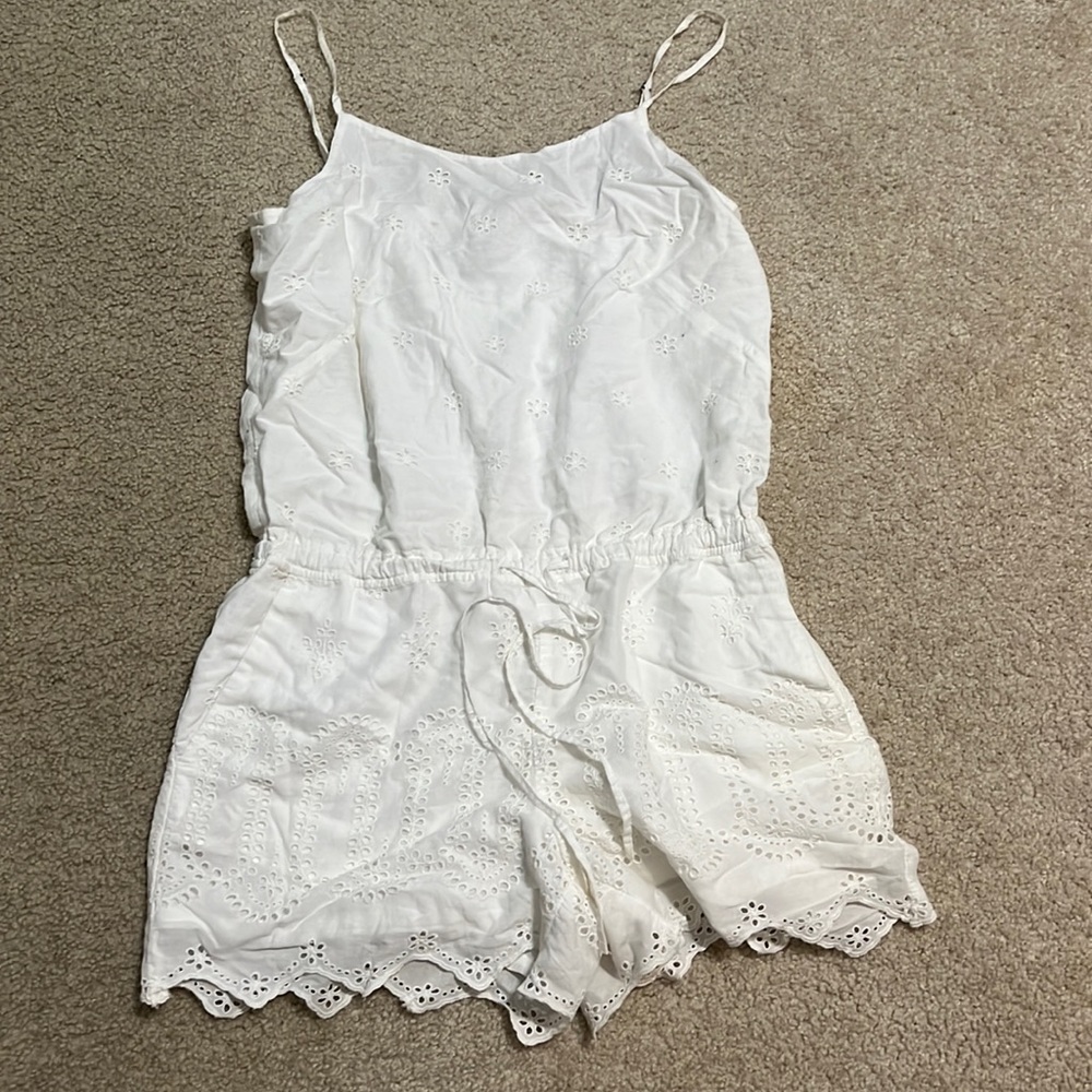 Ann Taylor White embroidered romper